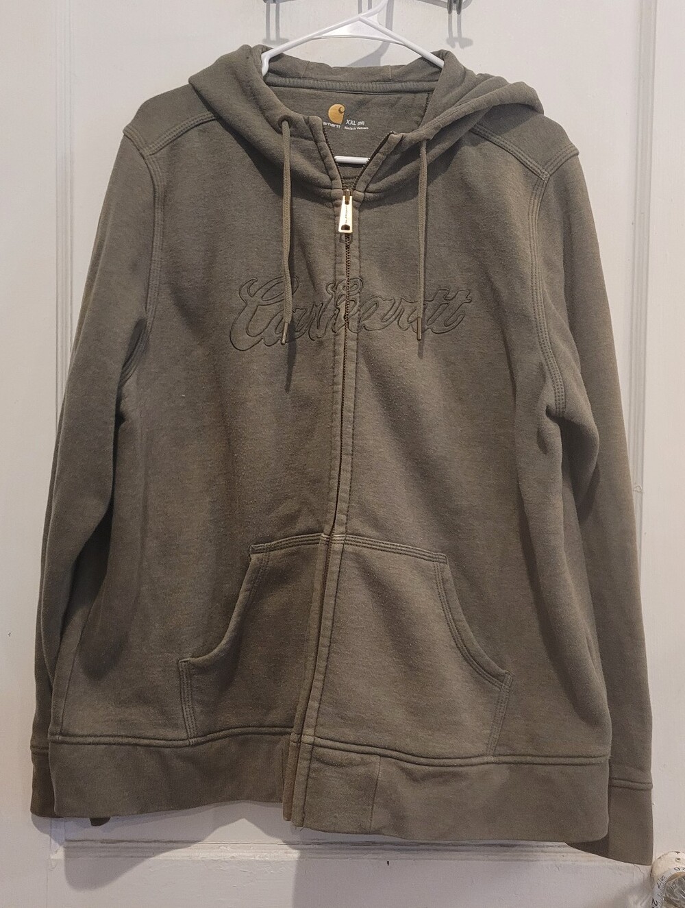 Women's Size XXL 20 Olive Green Carhartt Full Zip Hoodie Fall Jacket